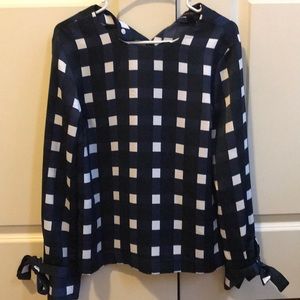 Checkered blouse- blue, white and black